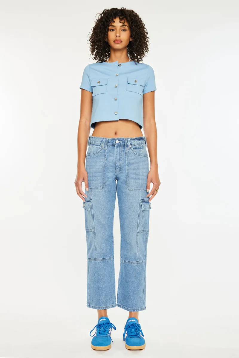 Aaliyah High Rise Slim Straight Leg Cargo Jeans