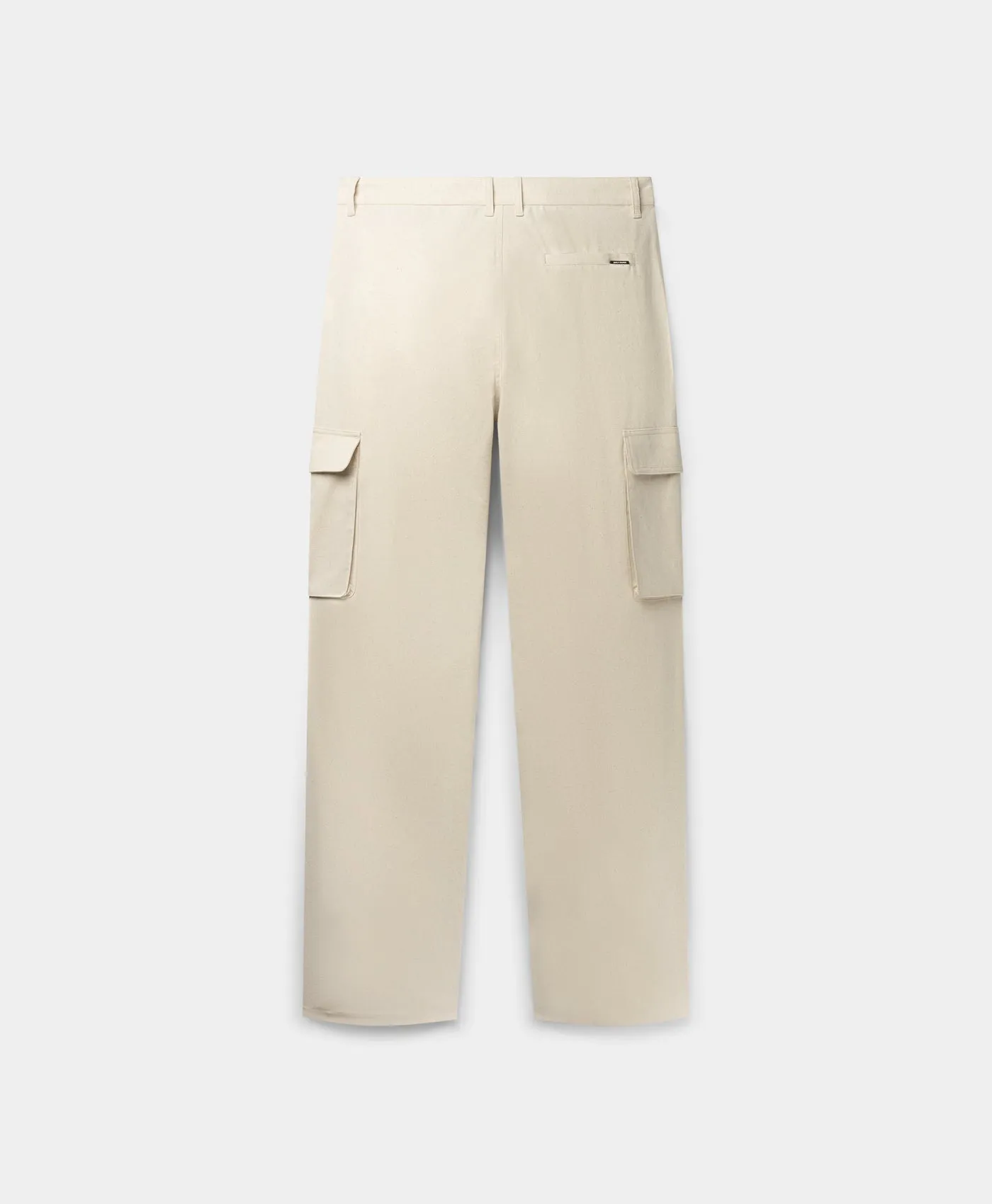Beige Linen Cargo Pants