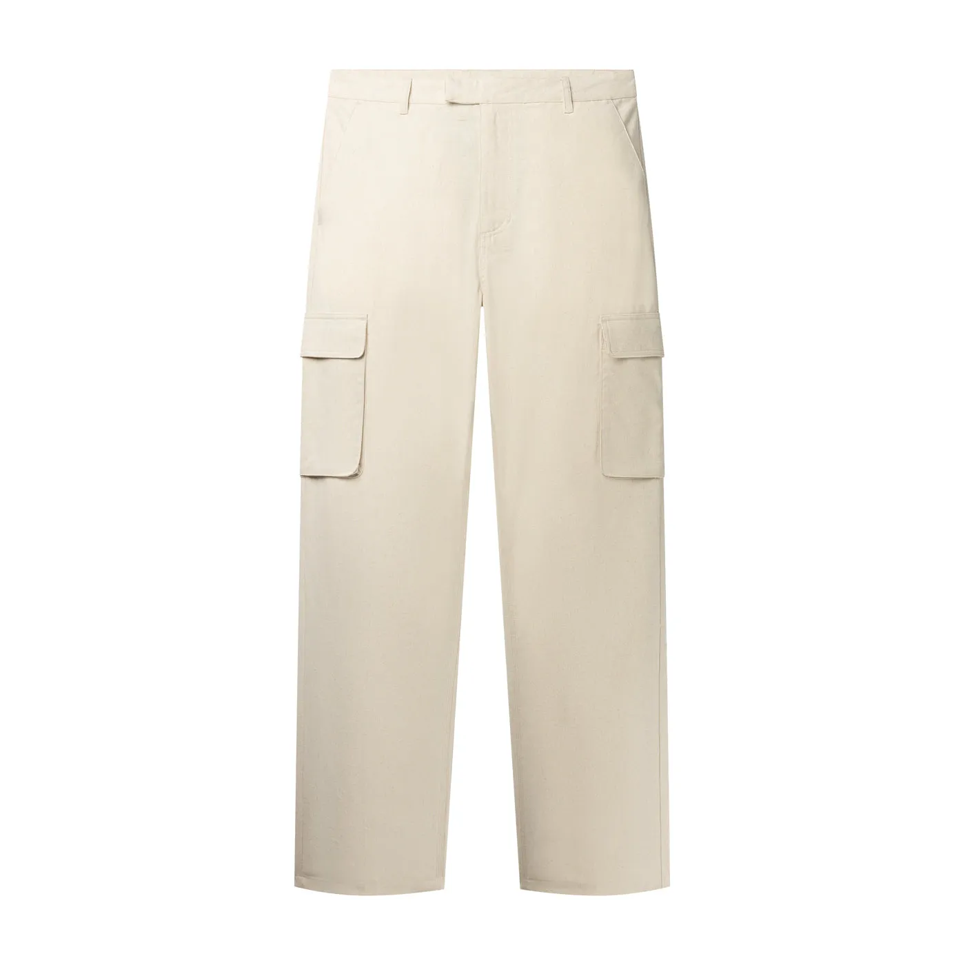 Beige Linen Cargo Pants
