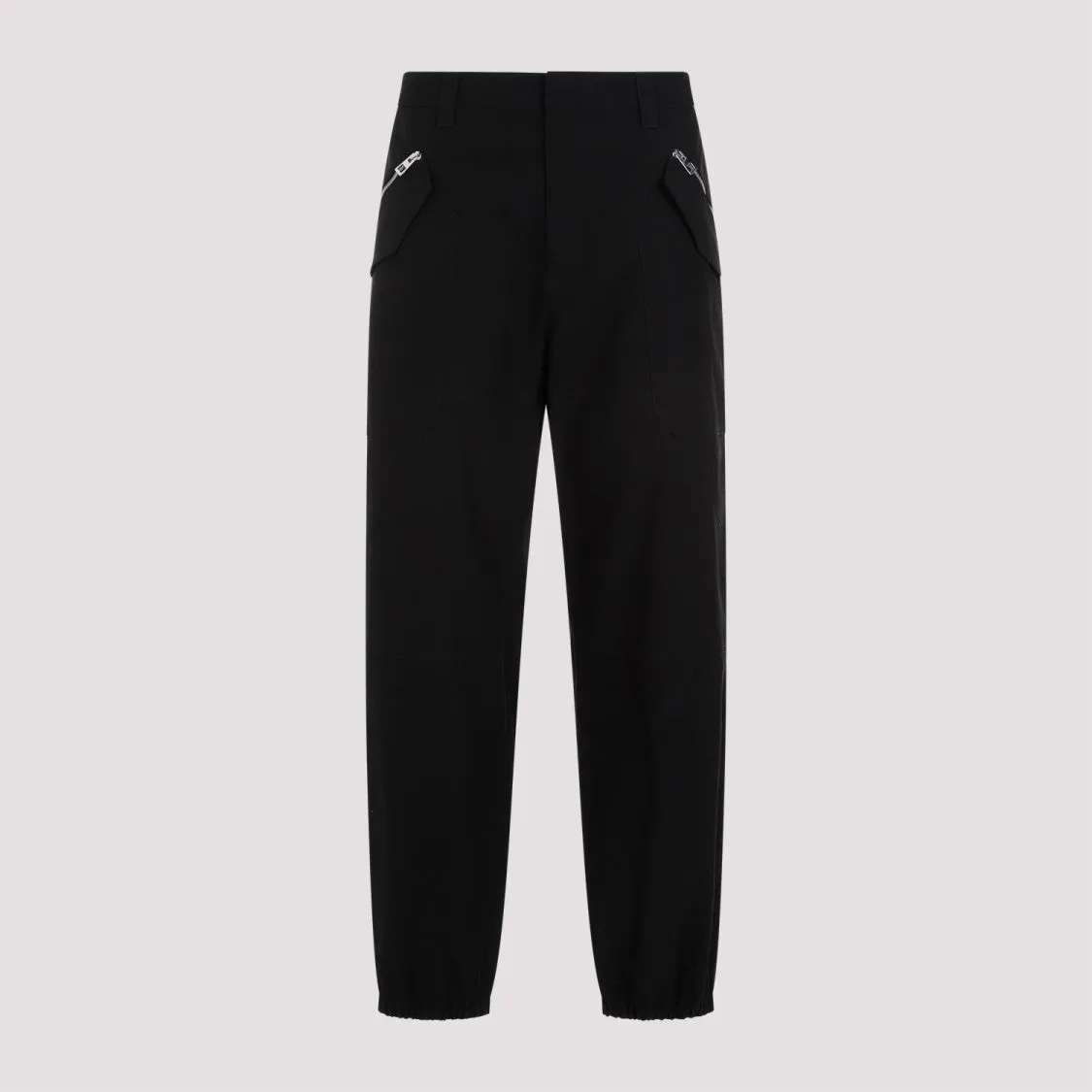 Black Cotton Cargo Trousers