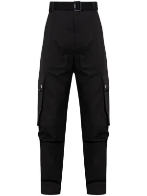 Black Cotton Cargo Trousers