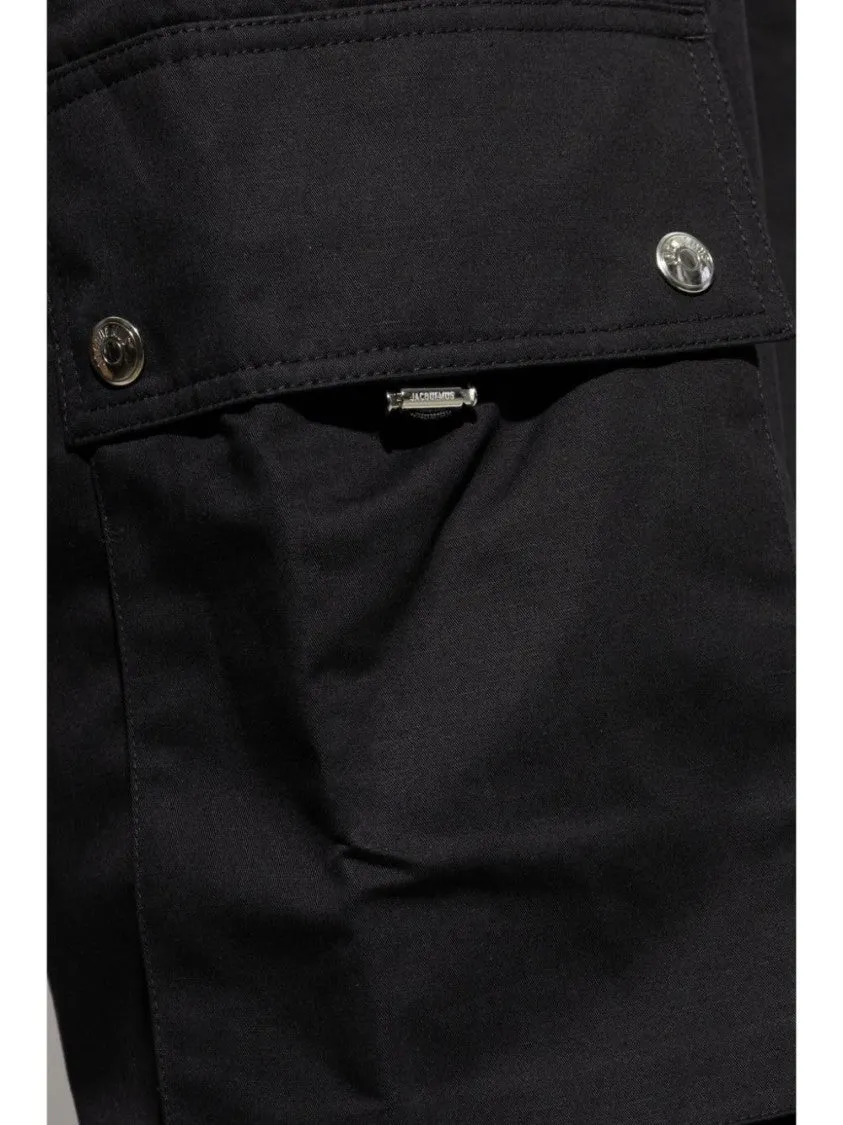 Black Cotton Cargo Trousers