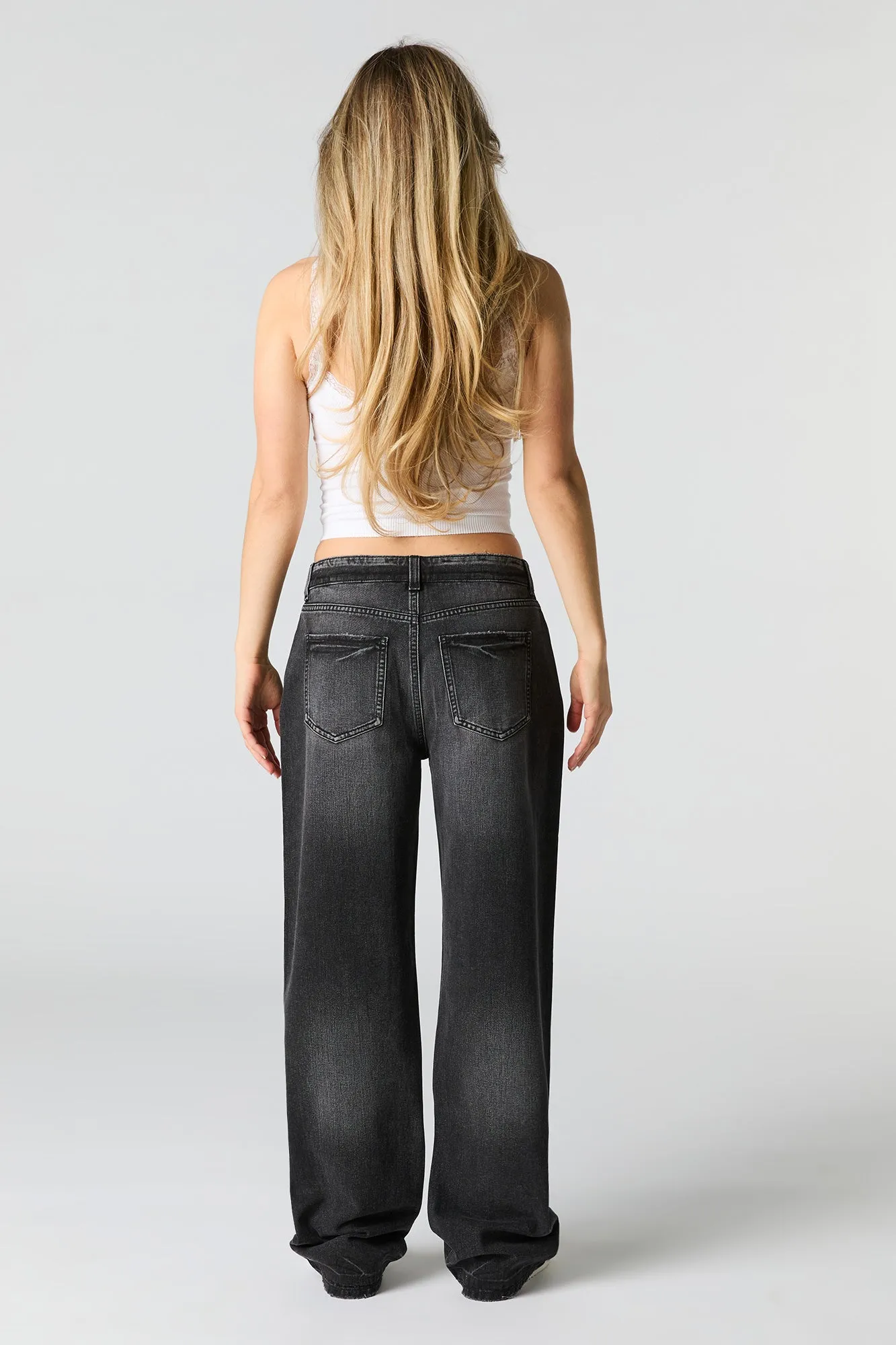Black Wash Slouchy Straight Leg Jean