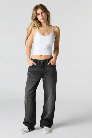 Black Wash Slouchy Straight Leg Jean