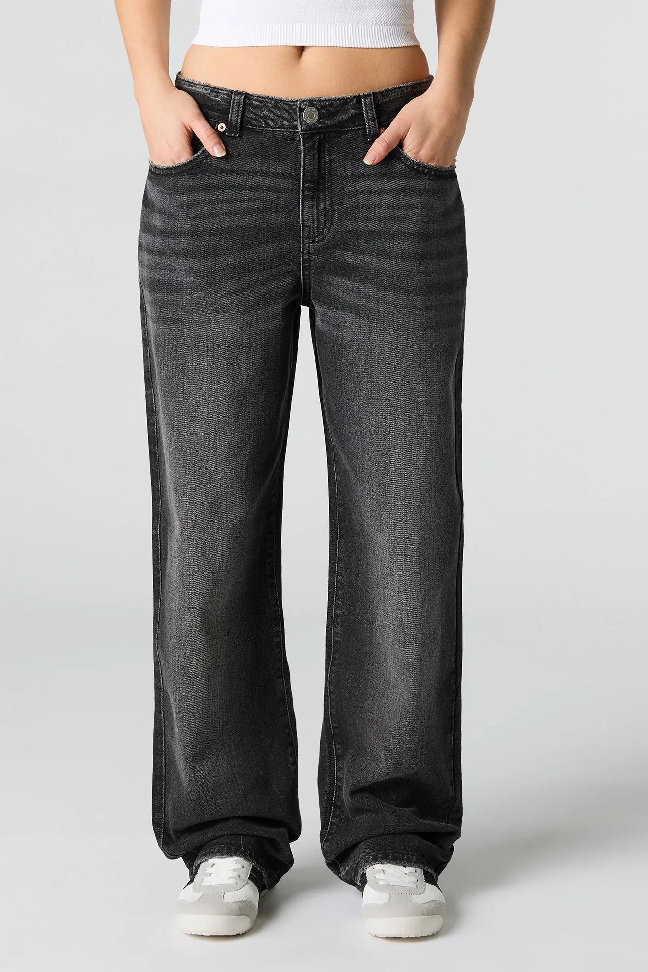 Black Wash Slouchy Straight Leg Jean