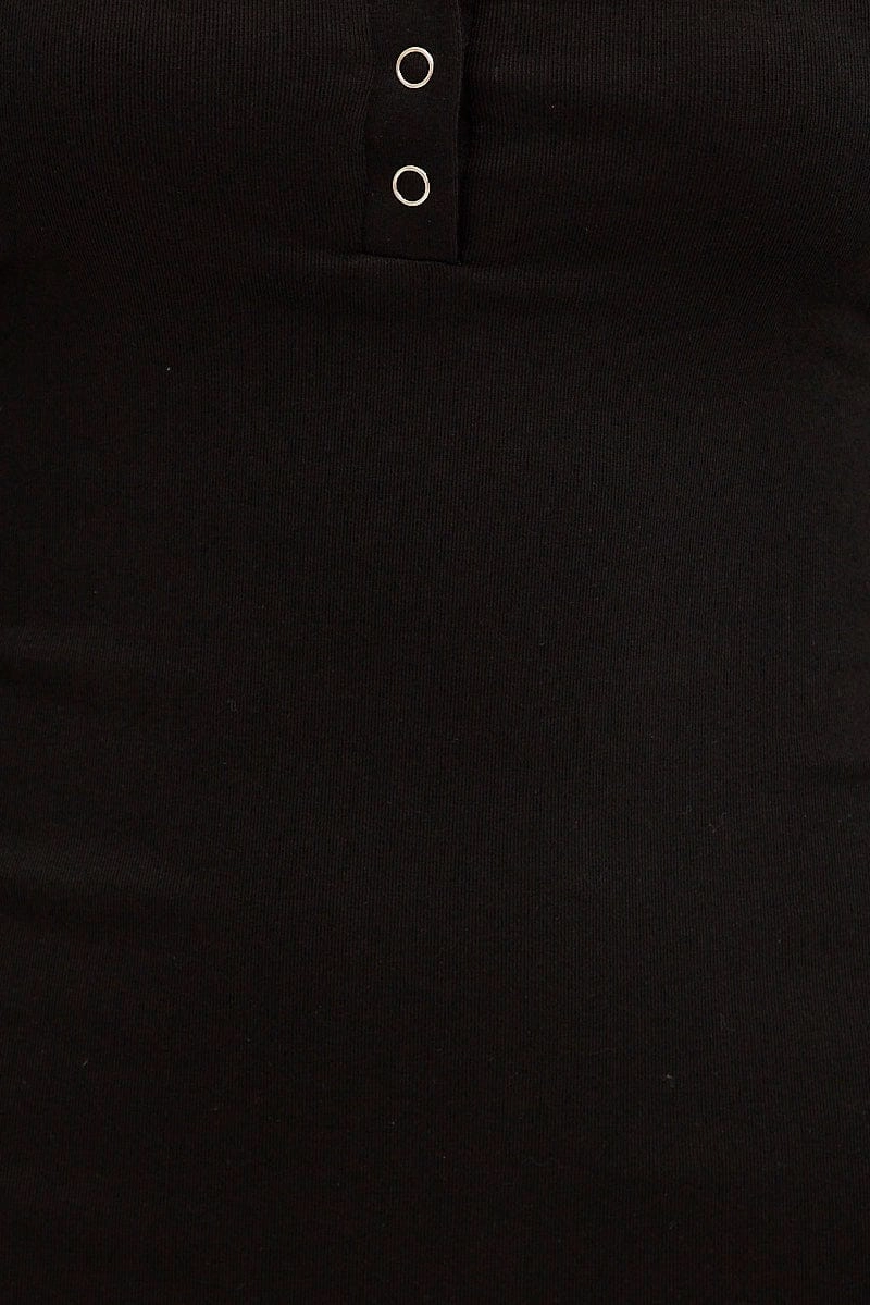 Black Bodycon Dress Sleeveless Button Front