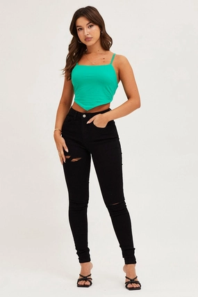 Black Denim Jeans High Rise Skinny