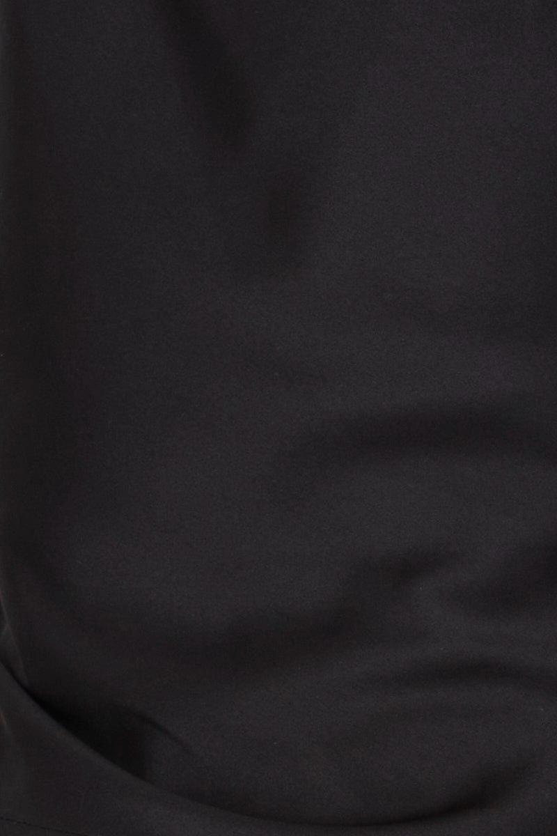 Black Designer Asymmetric Strap Cowl Neck Top
