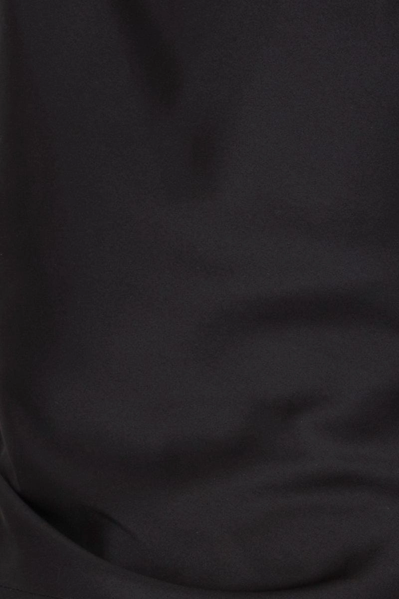 Black Designer Asymmetric Strap Cowl Neck Top