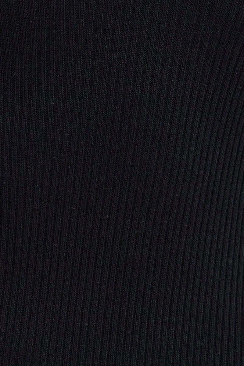Black Knit Dress Long Sleeve High Neck Cut Out
