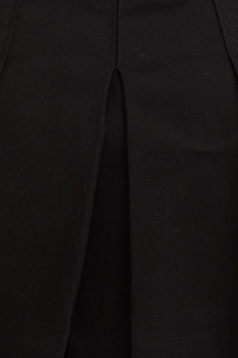 Black Mid Rise Pleated Mini Skirt