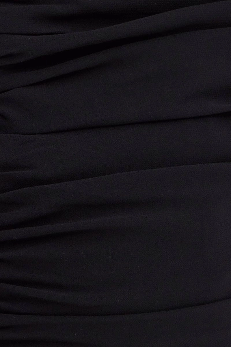 Black Sash Dress Bandeau Strapless Draped Chiffon
