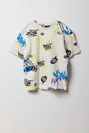 Boys Graffiti Printed Graphic T-Shirt