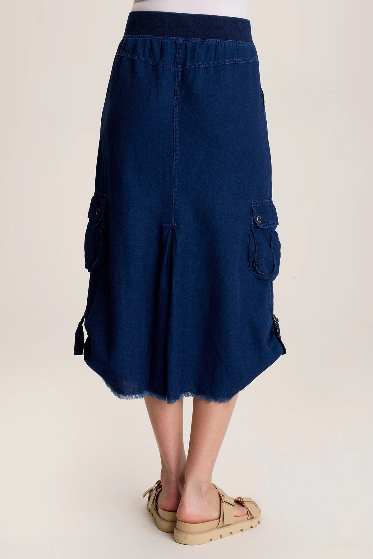 Chesney Mock-Denim Cargo Midi Skirt