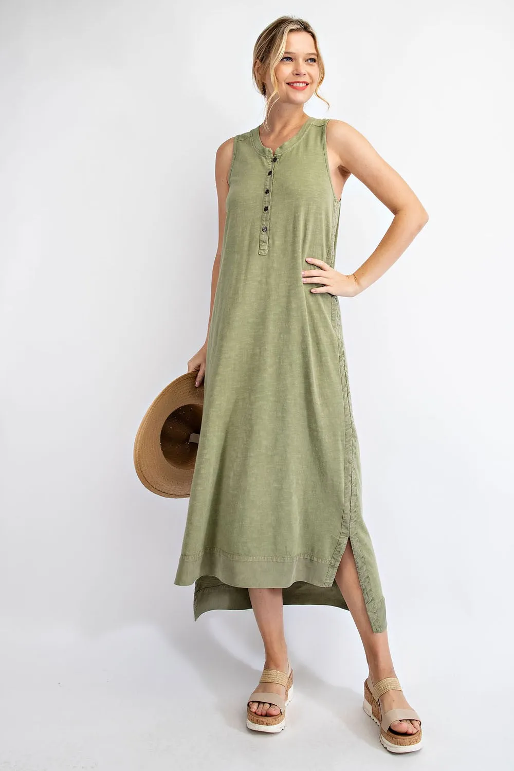 Cotton Mineral Wash Maxi Dress - Final Sale