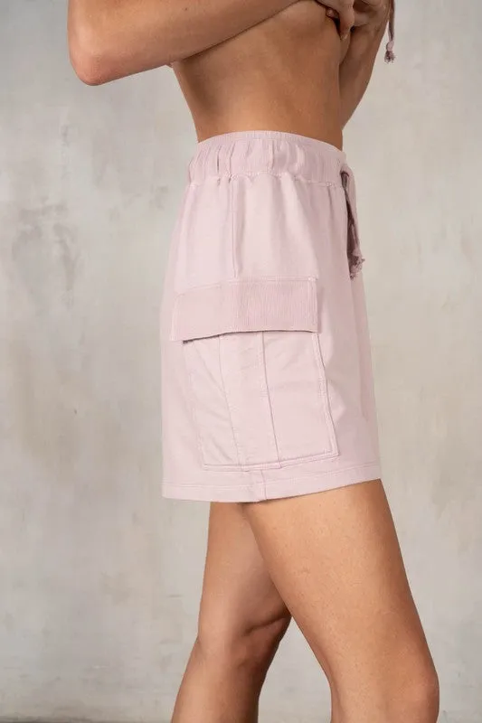 Cotton Modal Terry Cargo Pocket Shorts