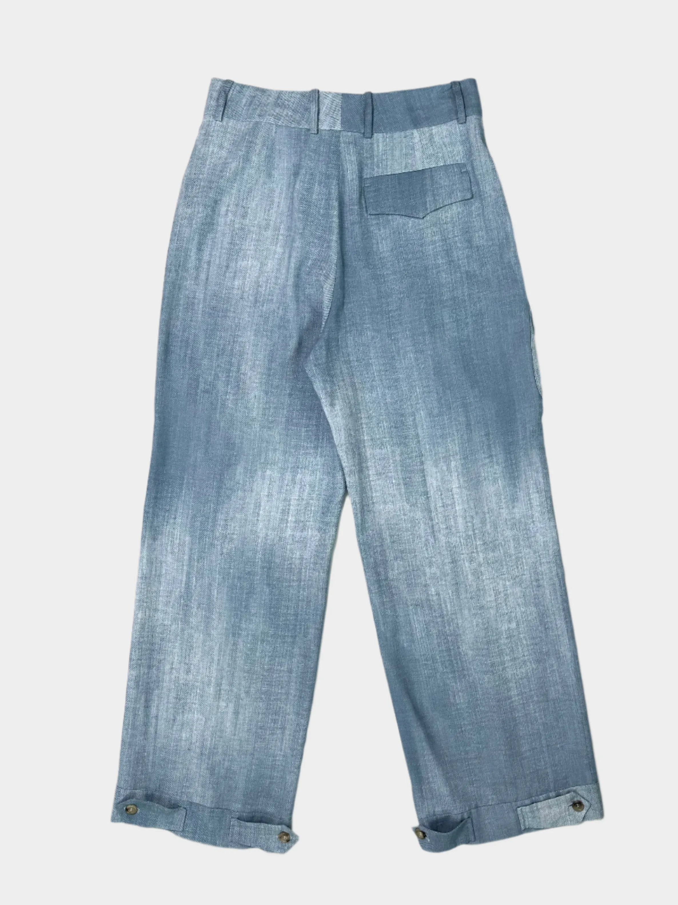 Denim Effect Cargo Trousers