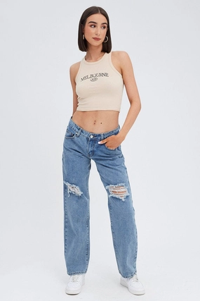 Denim Straight Jeans Low Rise