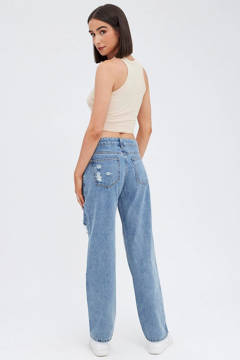 Denim Straight Jeans Low Rise