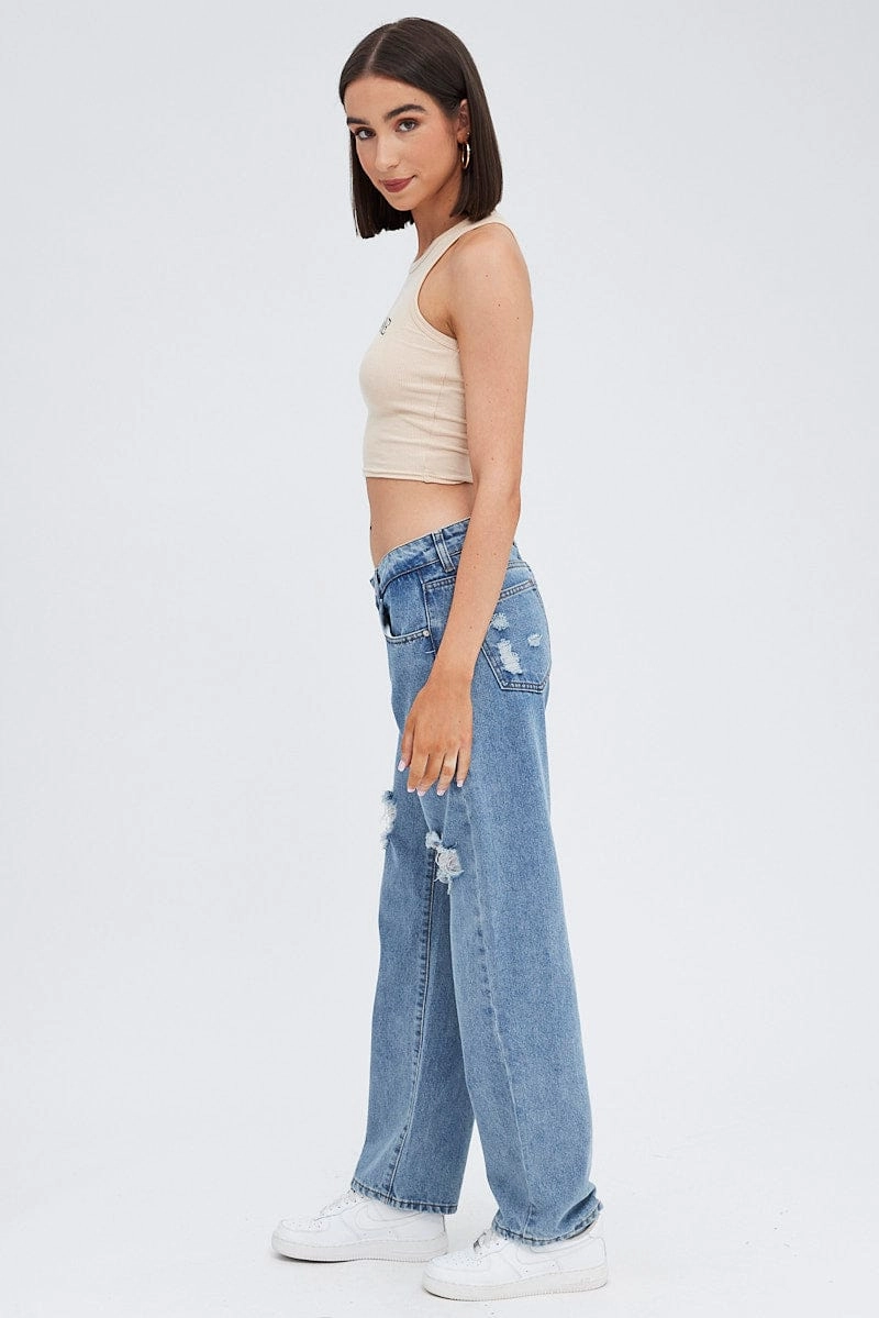 Denim Straight Jeans Low Rise