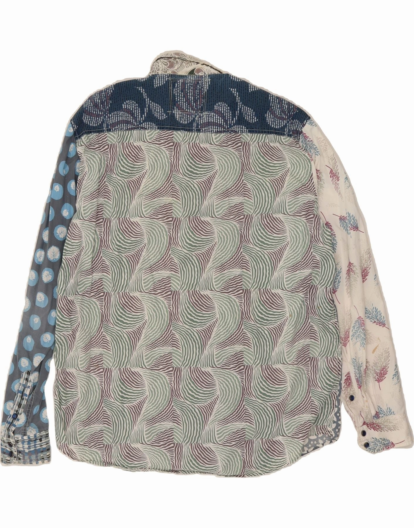DESIGUAL Mens Shirt 2XL Multicoloured Patchwork Cotton