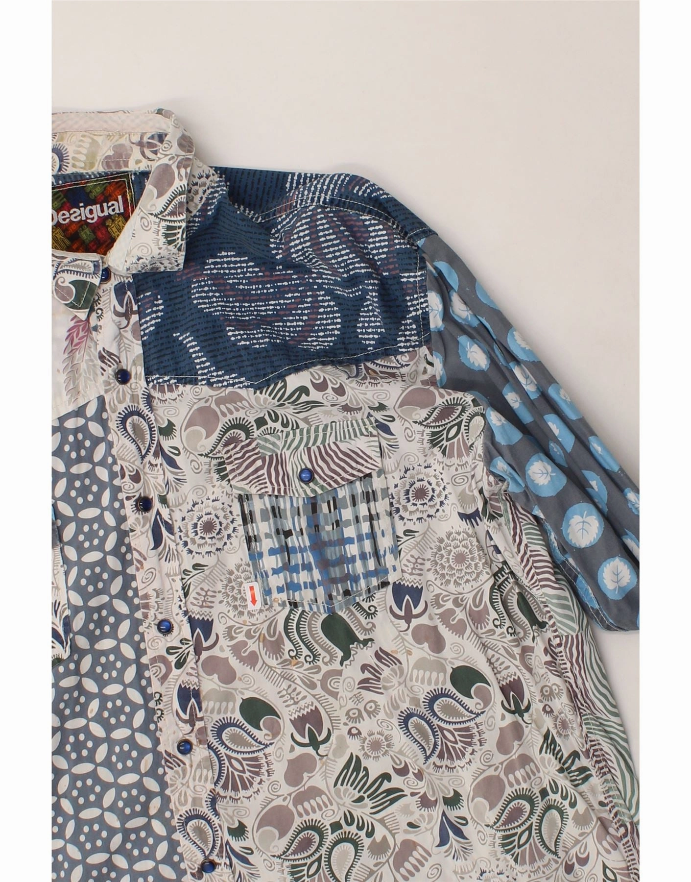 DESIGUAL Mens Shirt 2XL Multicoloured Patchwork Cotton