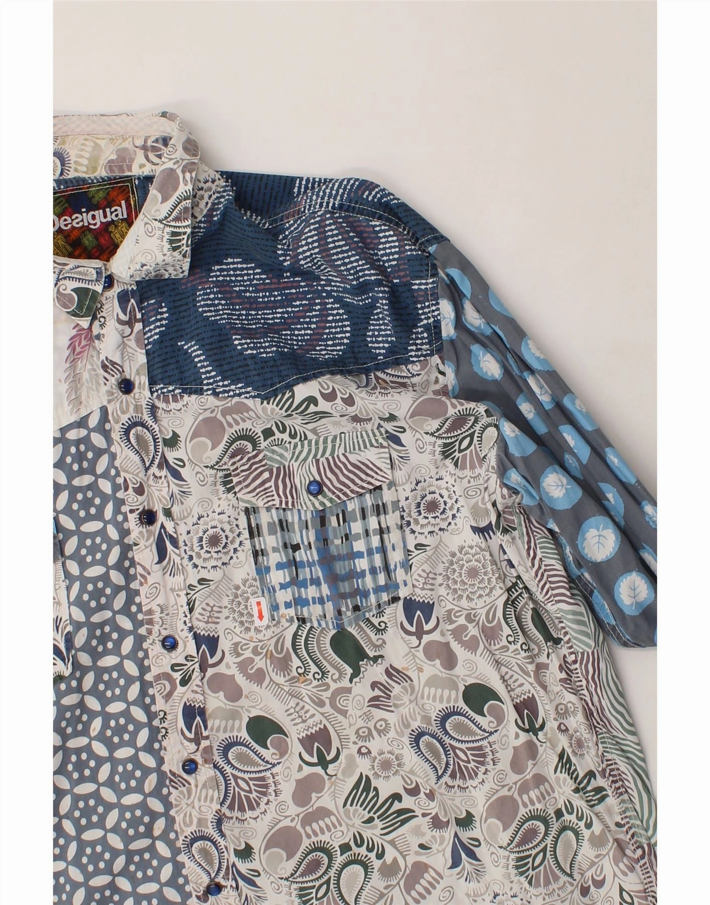 DESIGUAL Mens Shirt 2XL Multicoloured Patchwork Cotton