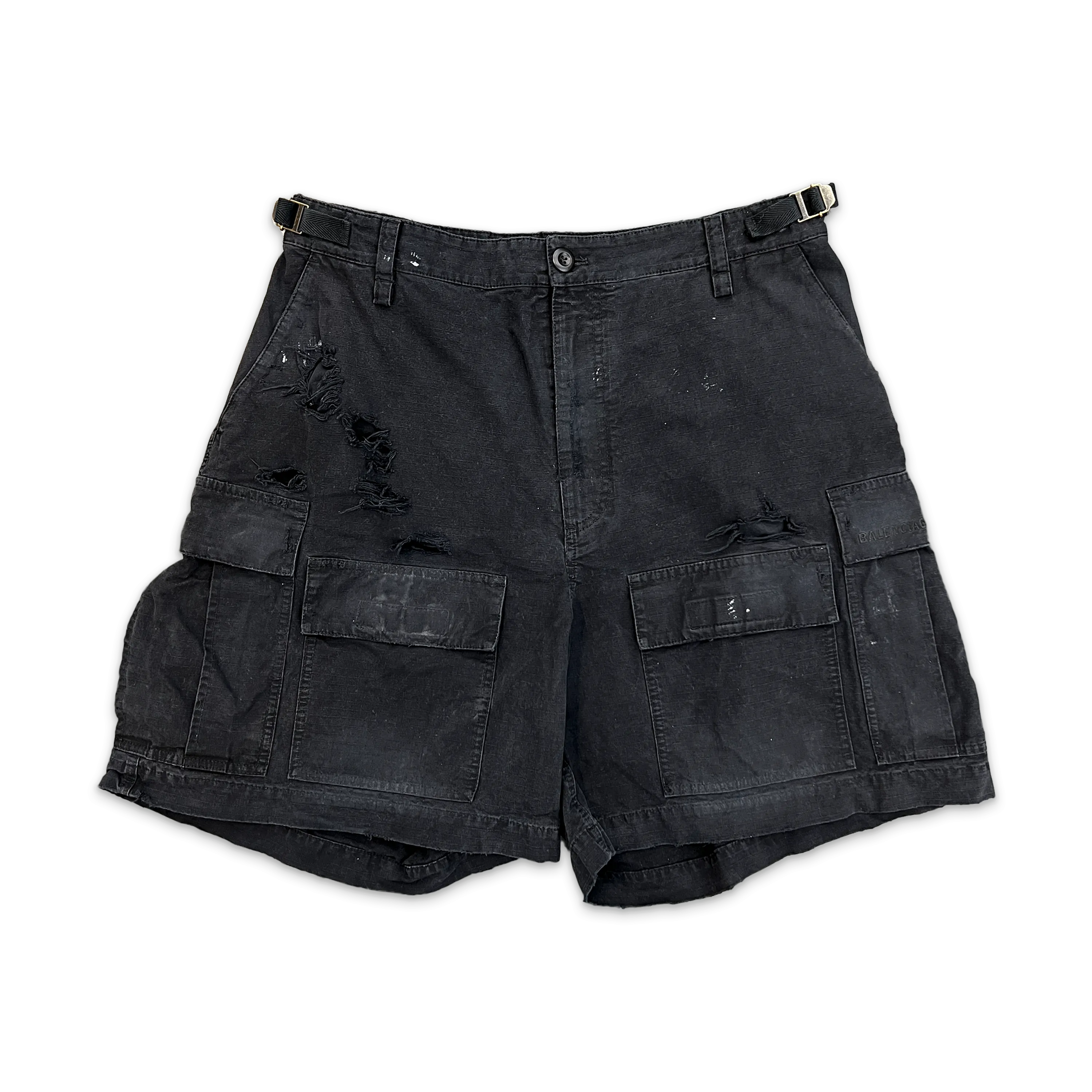 Distressed Cargo Shorts Black