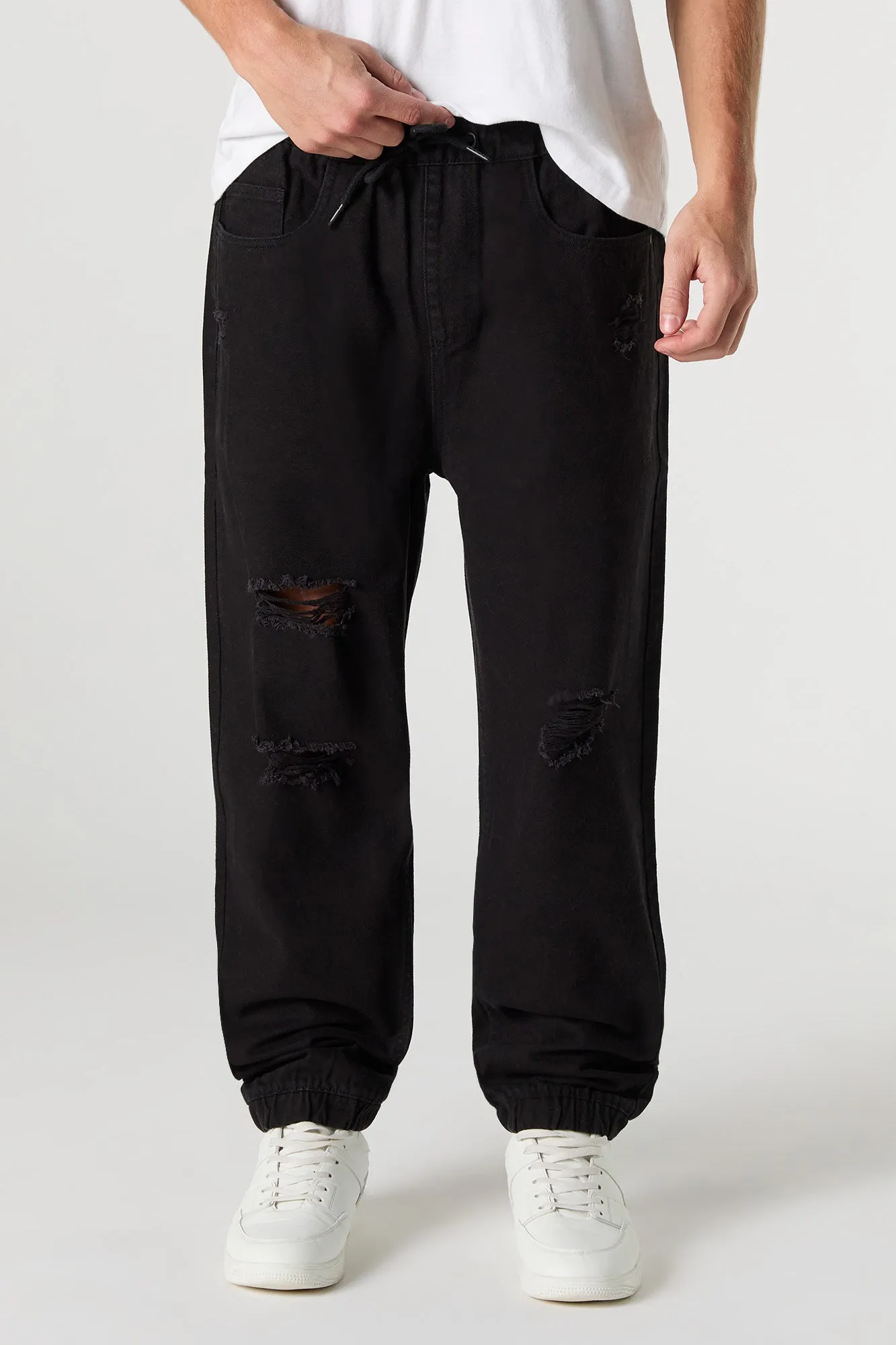 Distressed Denim Jogger