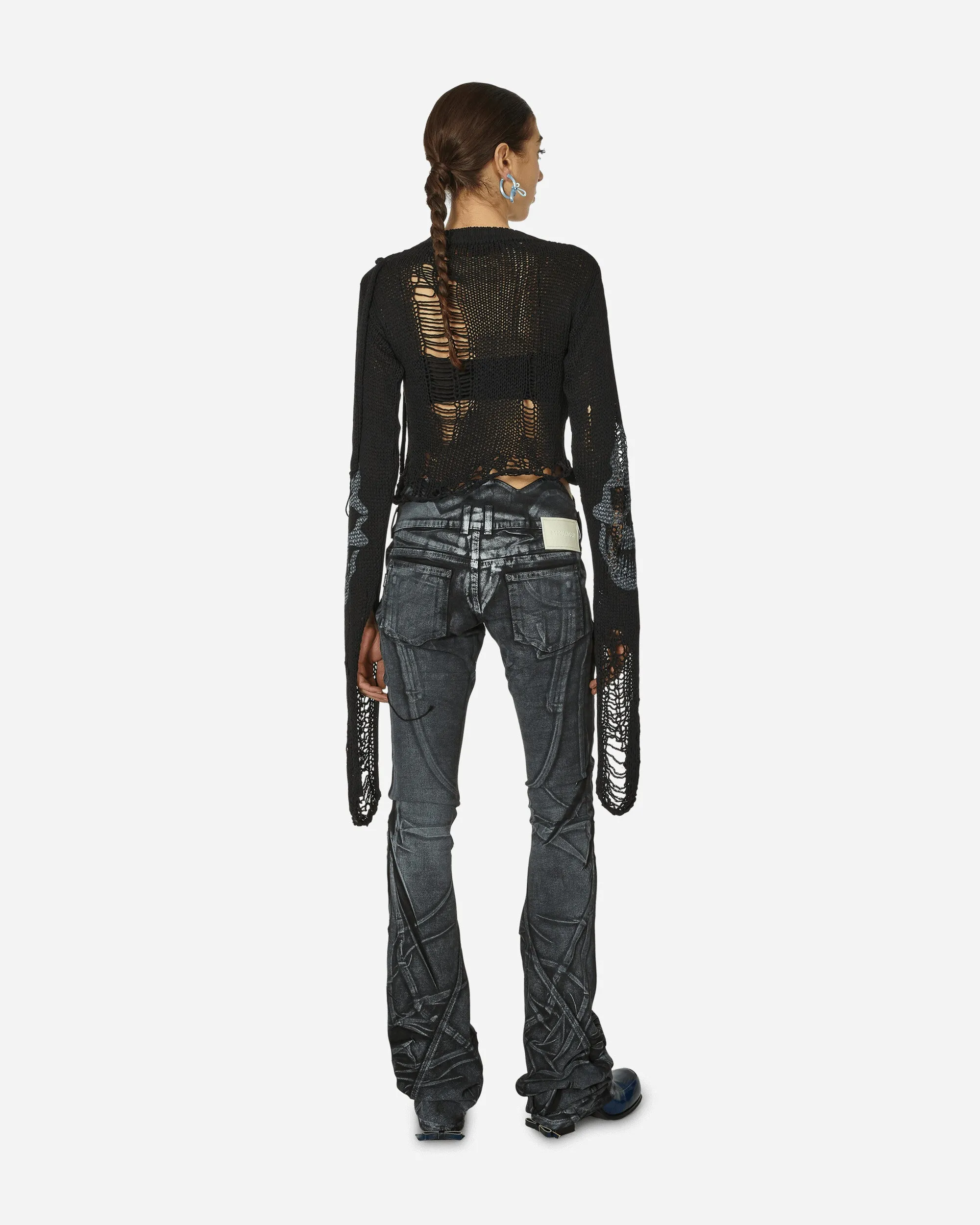 Distressed Knit Longsleeve Sweater Black