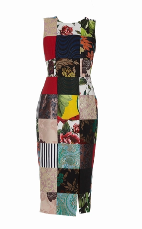 Dolce & Gabbana Patchwork Jacquard Midi Dress