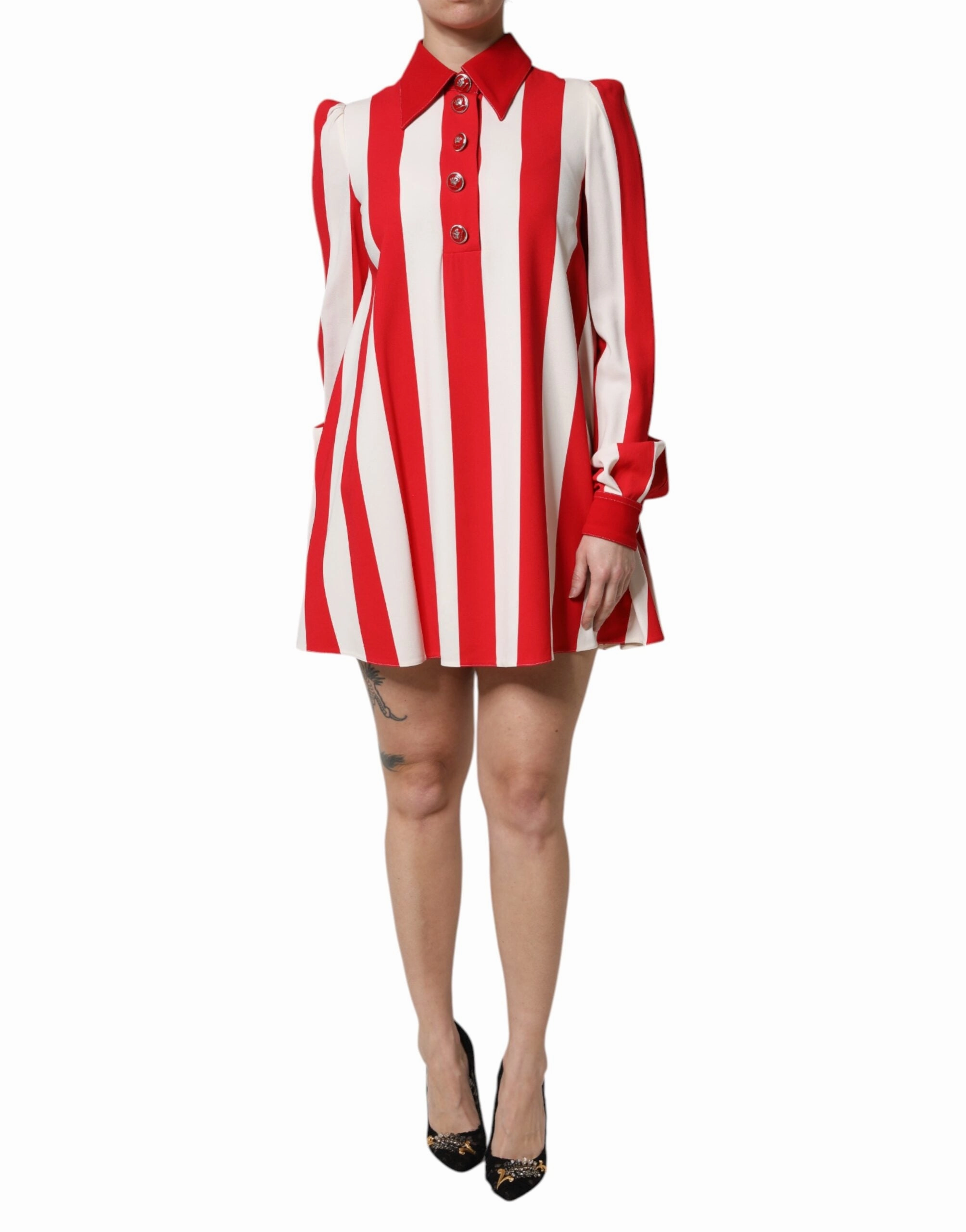 Dolce & Gabbana  Stripes Long Sleeves Mini Women's Dress