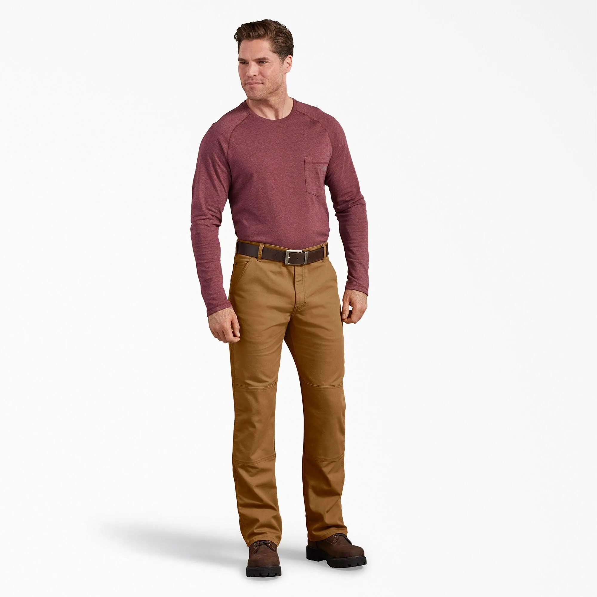 DP903 FLEX Regular Fit Duck Double Knee Pants, Stonewashed Brown Duck