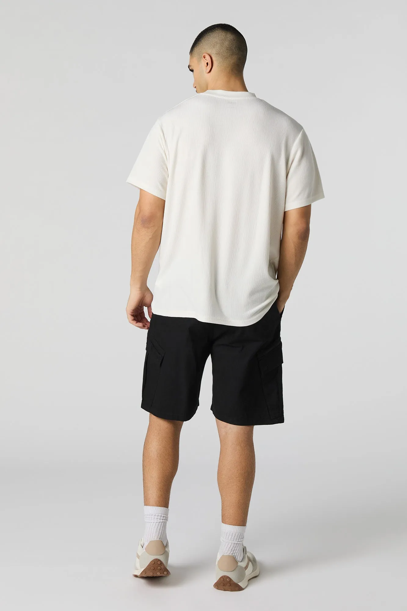 Drawstring Zipper Cargo Short