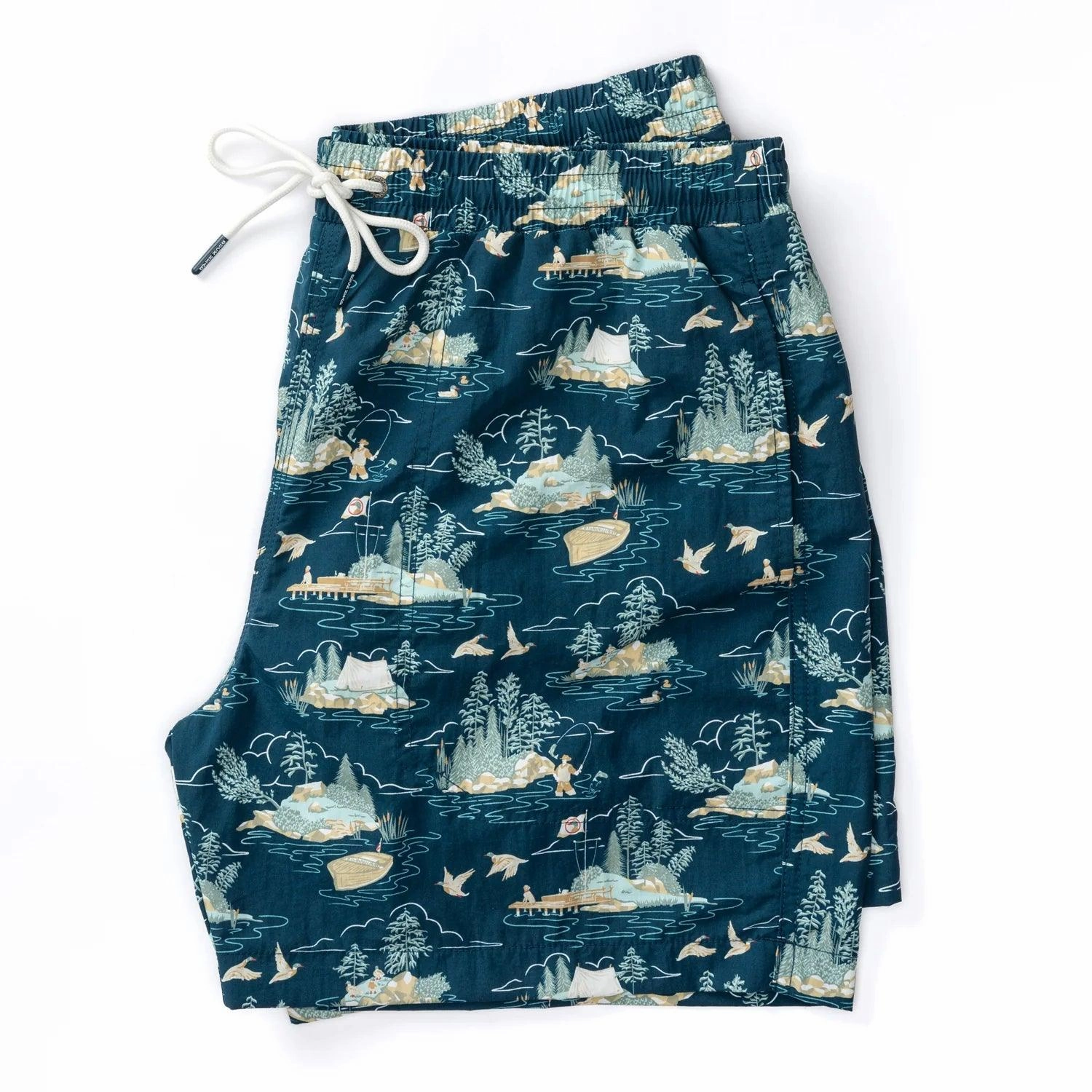 Duck Head 6" Sailport Printed Swim Short - Dark Indigo