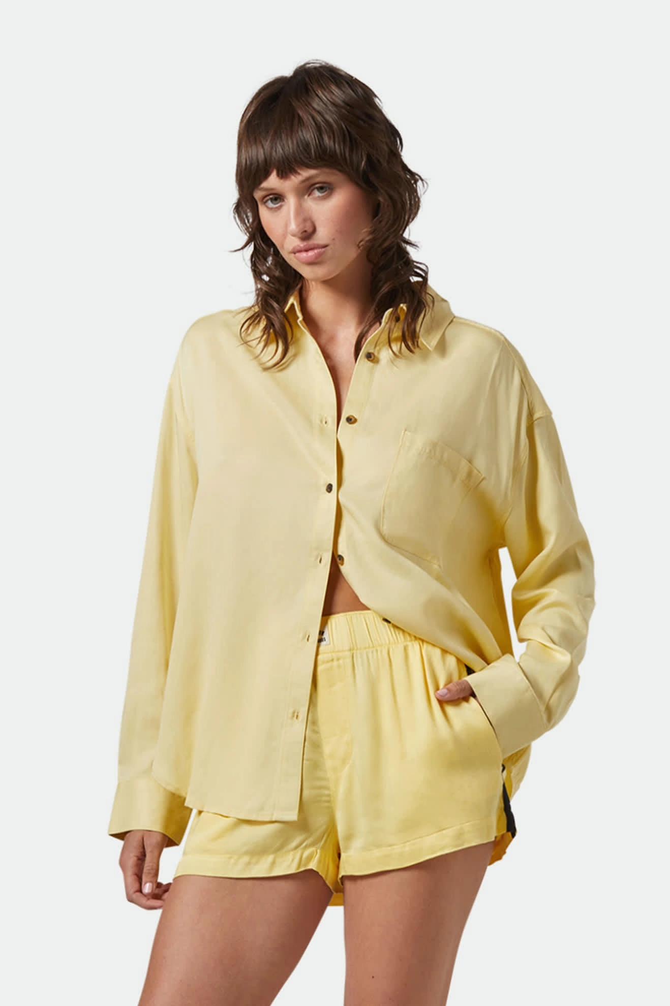 East Side Boxy L/S Button Down - Panna Cotta