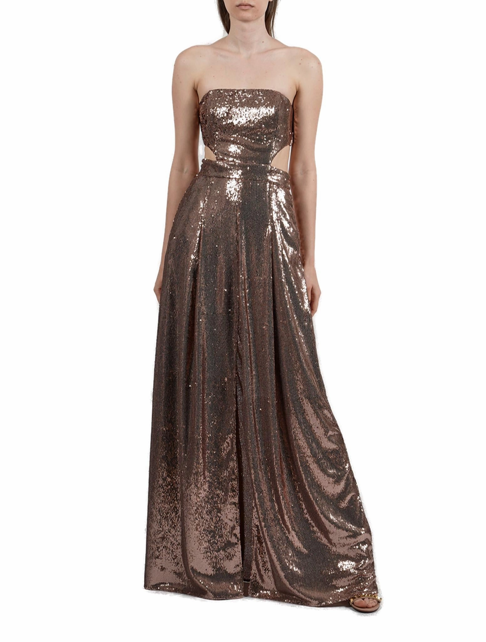 Elisabetta Franchi Sequinned Strapless Slit Dress