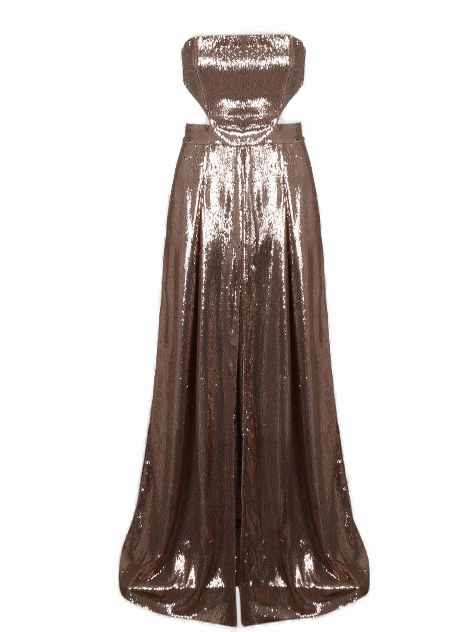 Elisabetta Franchi Sequinned Strapless Slit Dress