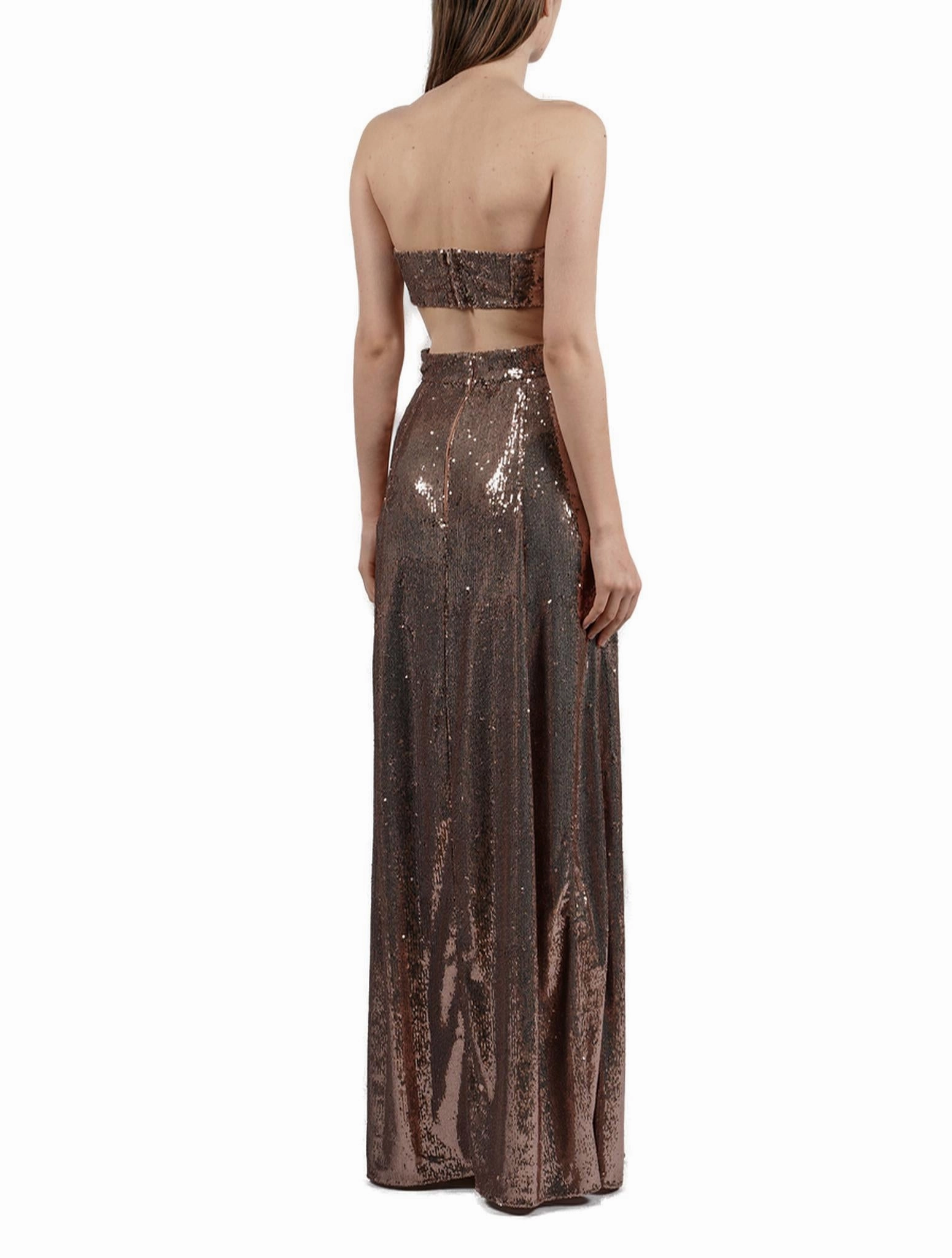 Elisabetta Franchi Sequinned Strapless Slit Dress