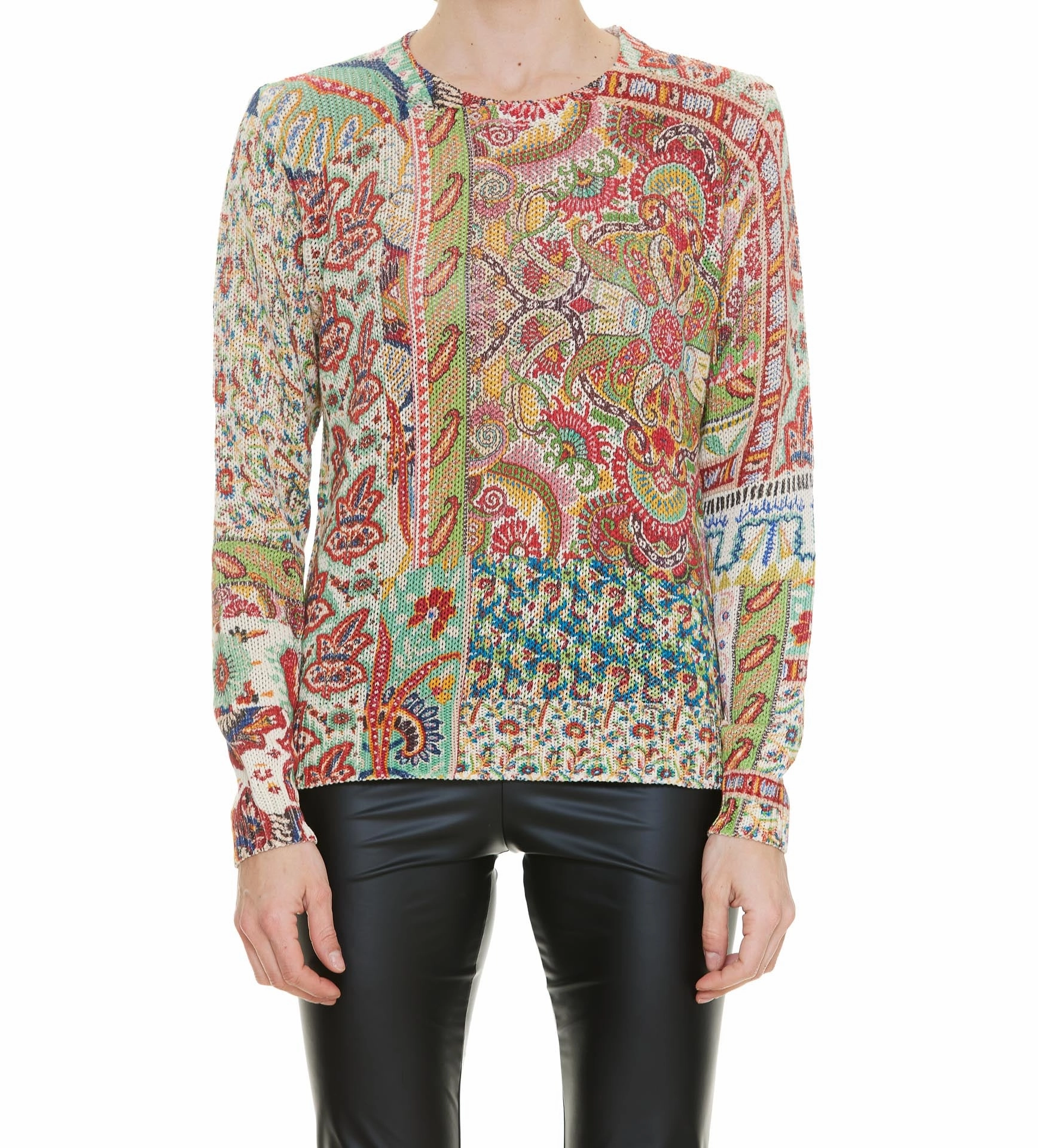 Etro Paisley Print Patchwork Knitted Sweater
