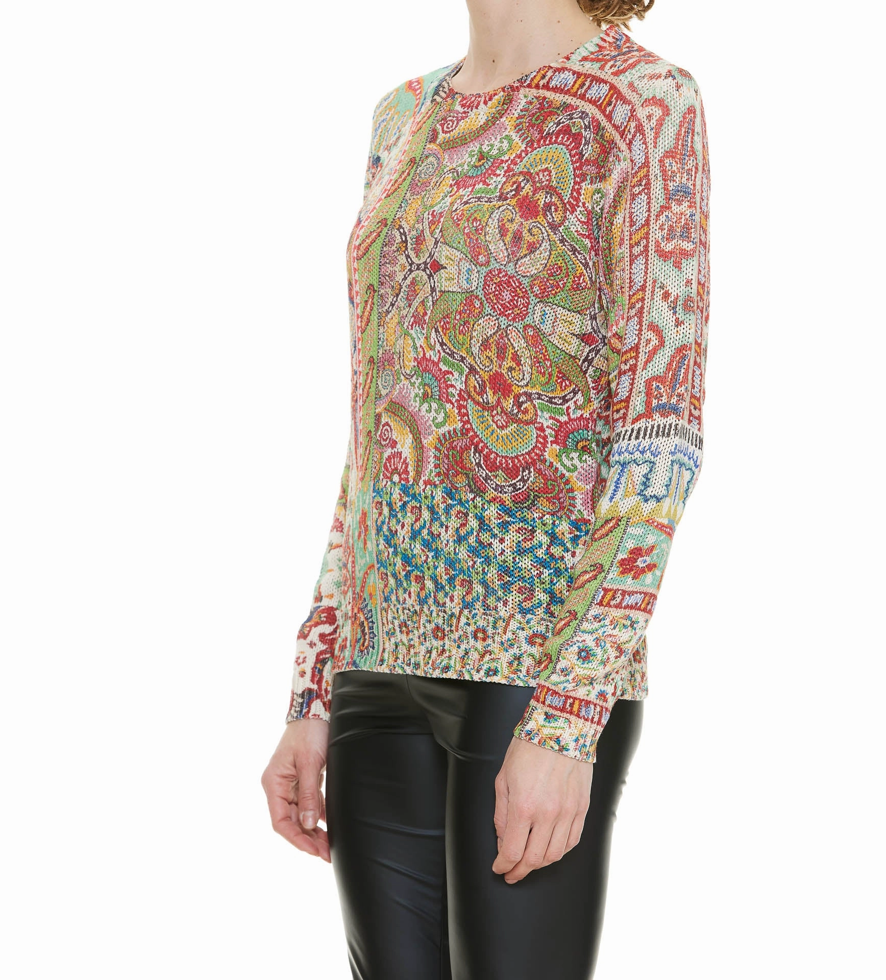 Etro Paisley Print Patchwork Knitted Sweater