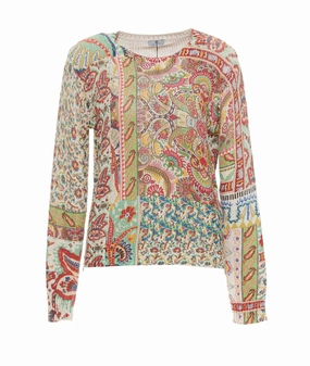 Etro Paisley Print Patchwork Knitted Sweater