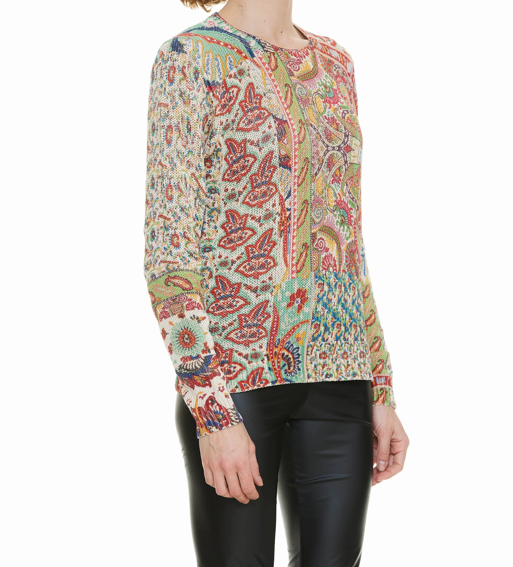 Etro Paisley Print Patchwork Knitted Sweater