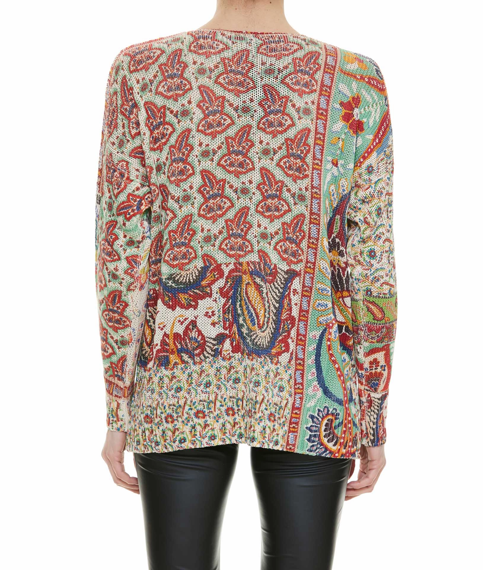 Etro Patchwork Print V-Neck Knitted Jumper