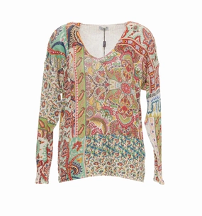 Etro Patchwork Print V-Neck Knitted Jumper