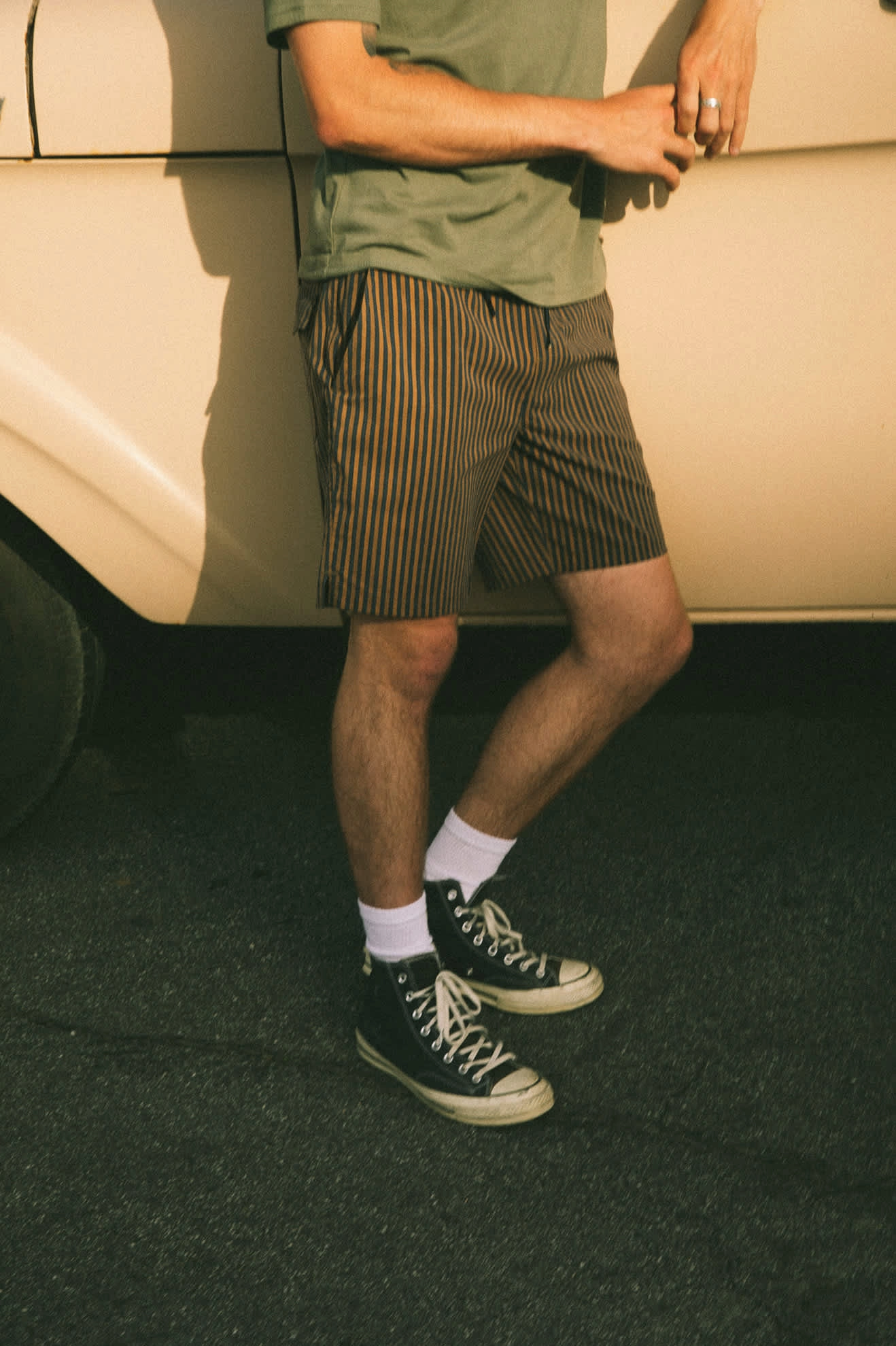 Everyday Stretch Hybrid Short 5.5" - Washed Navy/Sunbaked Herringbone