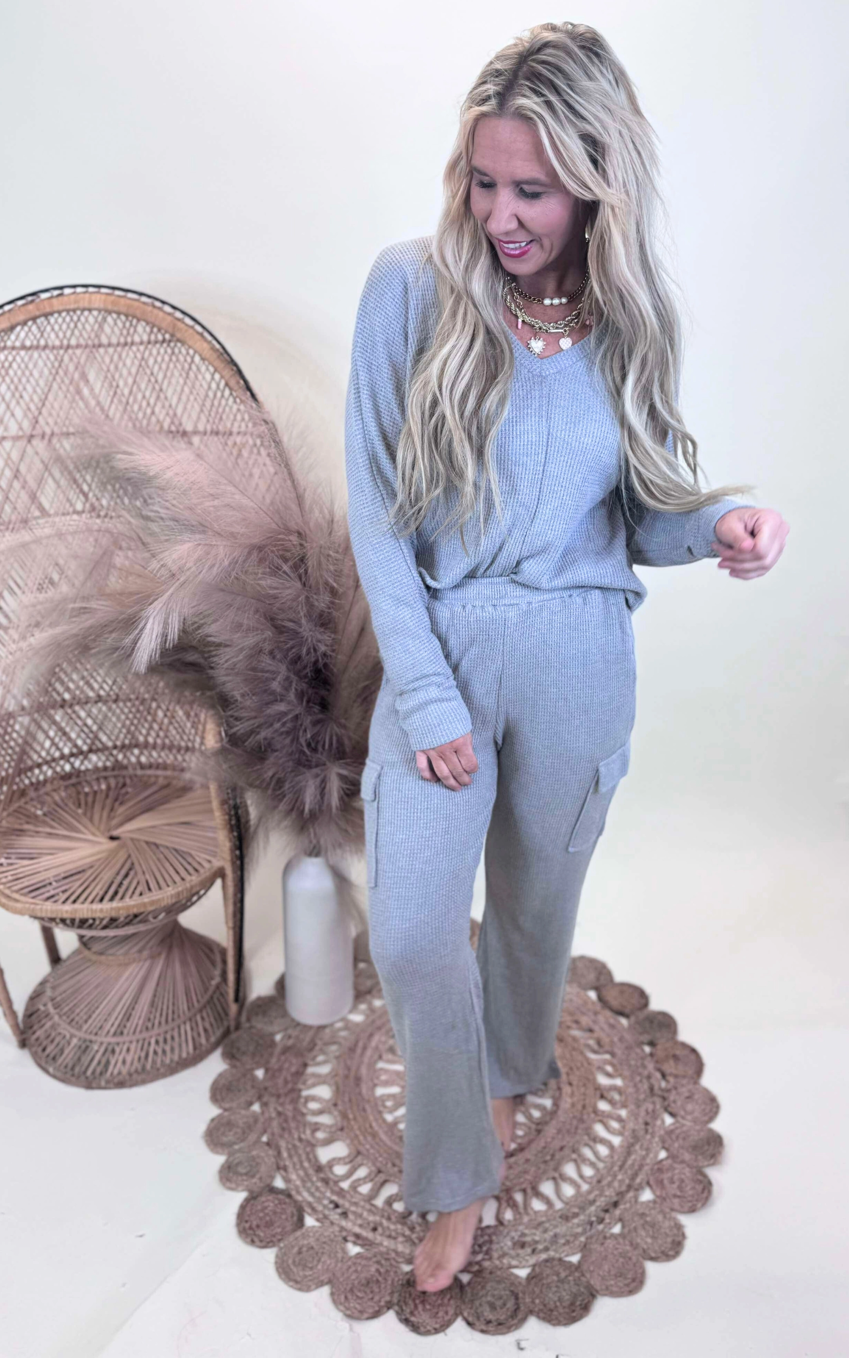 Get Ready to Lounge Grey 2 Piece Outfit Set - Final Sale