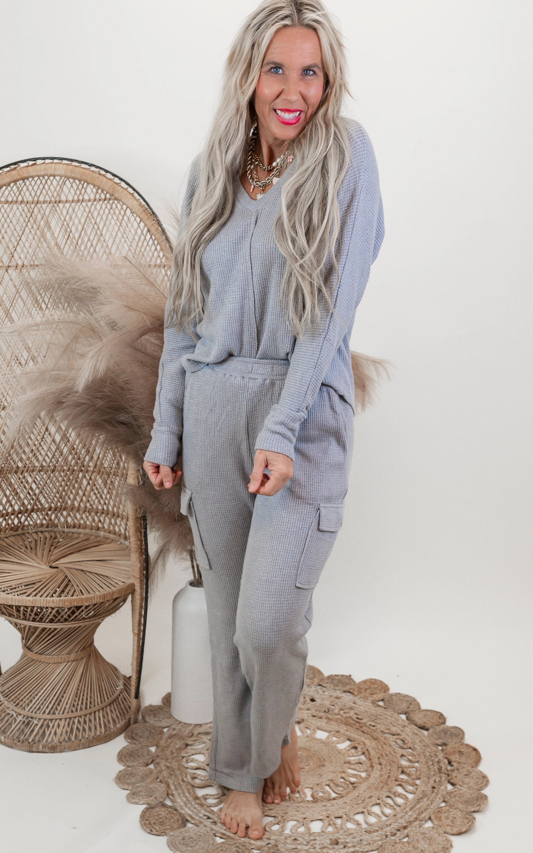 Get Ready to Lounge Grey 2 Piece Outfit Set - Final Sale