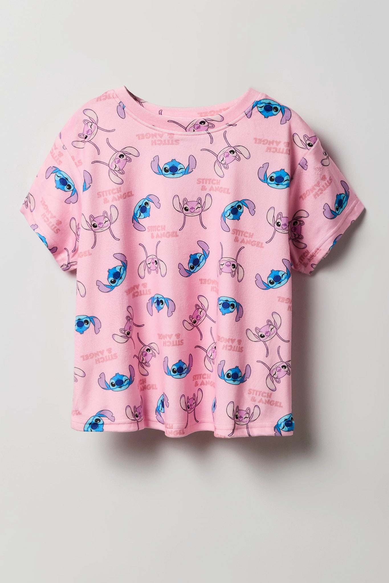 Girls Angel & Stitch Print T-Shirt & Pant 2 Piece Licensed Casual Set