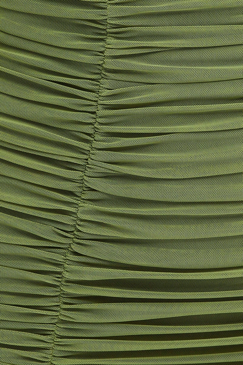 Green Bodycon Dress Corset Detail Mesh